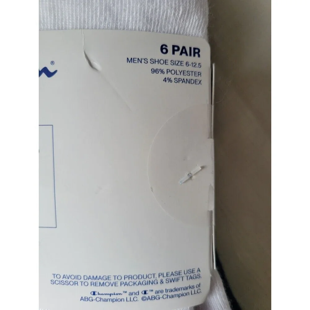 Champion Mens Quarter Ankle Multi SporSocks -6 Prs  Athleticwear Size 6-12 Black